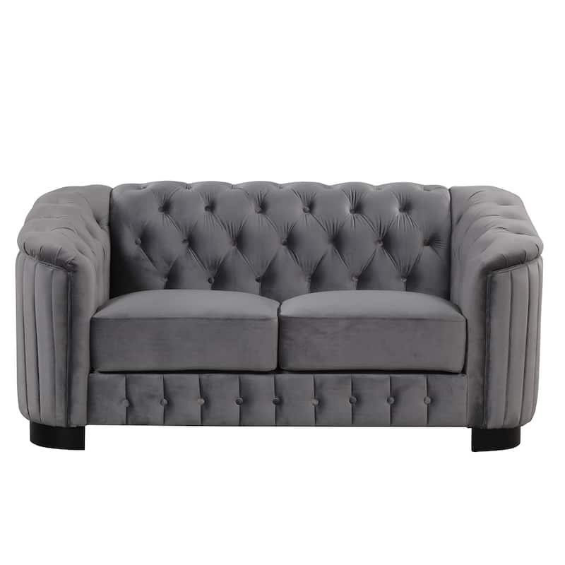 64.3" Velvet Upholstered Loveseat Sofa,Modern Loveseat Sofa with Thick Removable Seat Cushion,2-Person Loveseat Sofa Couch