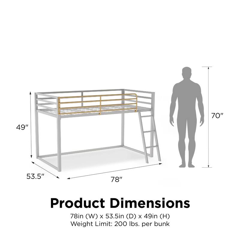 Little Seeds Monarch Hill Haven Twin Size Metal Junior Loft Bed