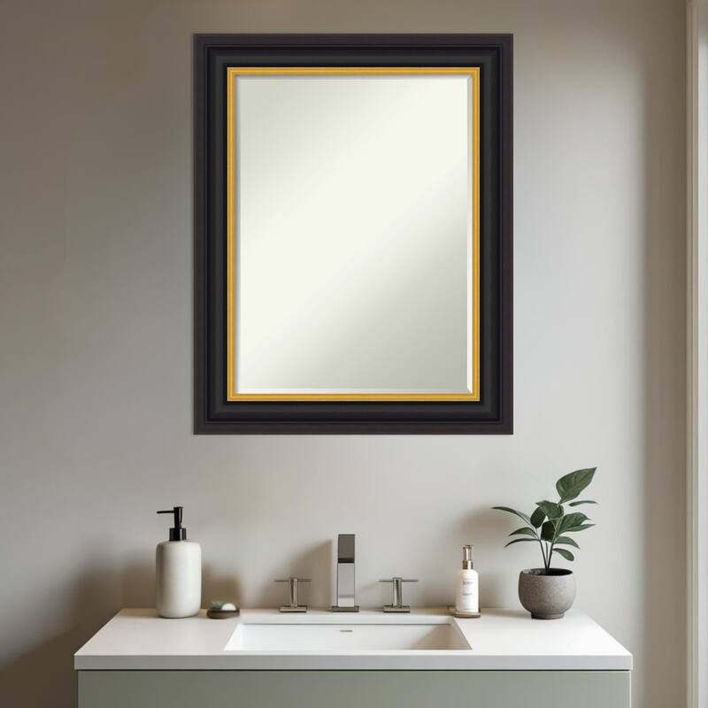 Sierra Half-Inch-Bevel Wood Framed Bathroom Vanity Wall Mirror