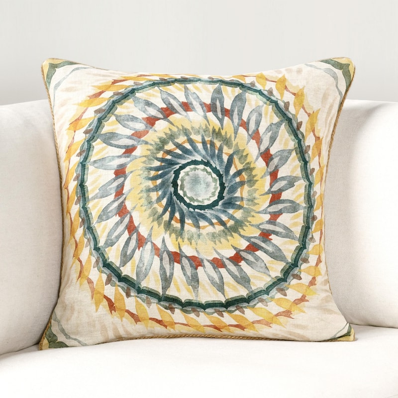 Villa by Classic Home Mesta 20" Belgian Linen Multi-Color Throw Pillow