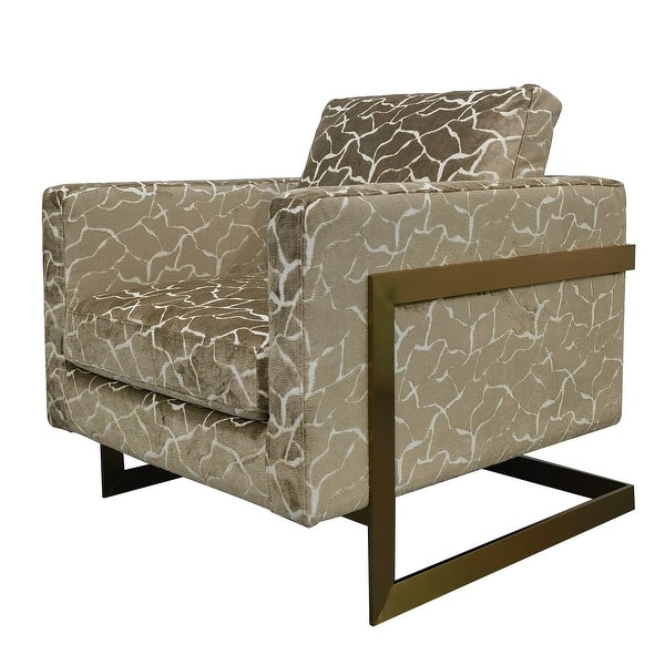 slide 2 of 2, Harp & Finial Finch Chair - Beige Geoffrey Cobblestone Fabric, Brass Fame Beige