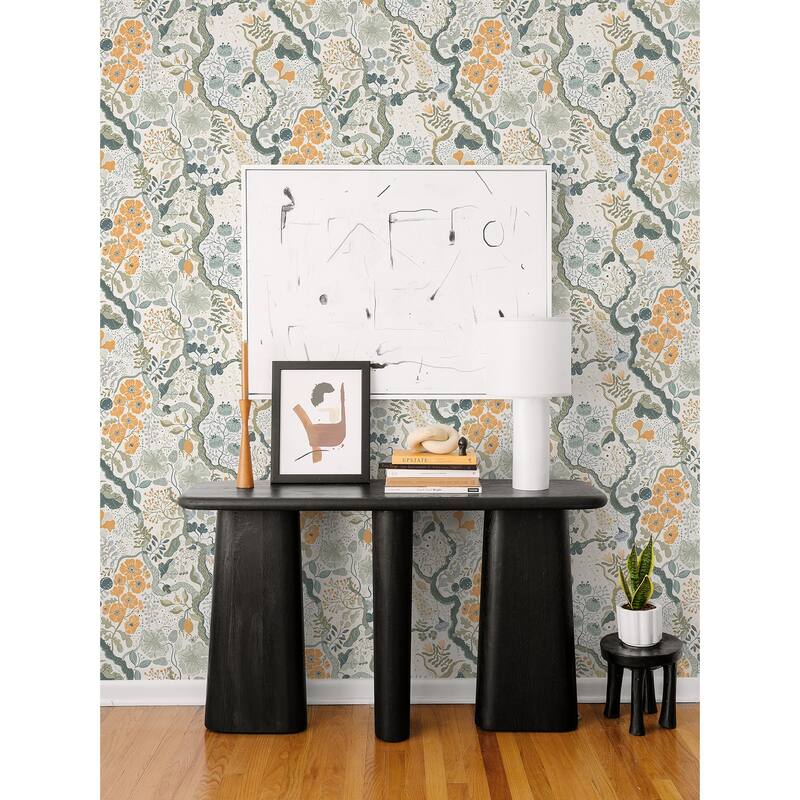 A-Street Prints Ann Turquoise Floral Vines Wallpaper