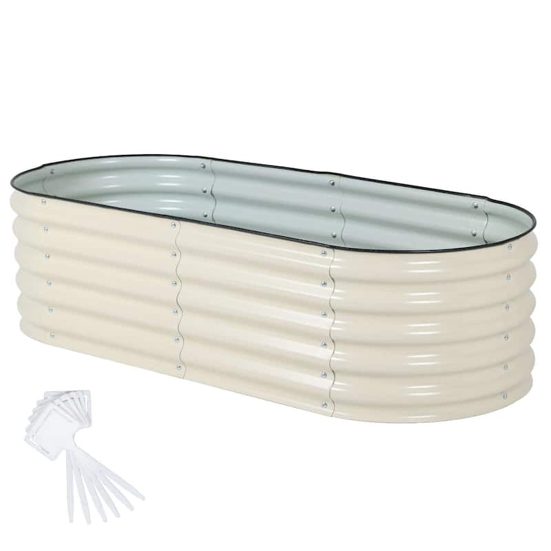 Aoodor 4 in 1 Modular Aluzinc Metal Raised Garden Bed - Outdoor Garden Planter Box for Vegetable, Flower, Herb - N/A - White