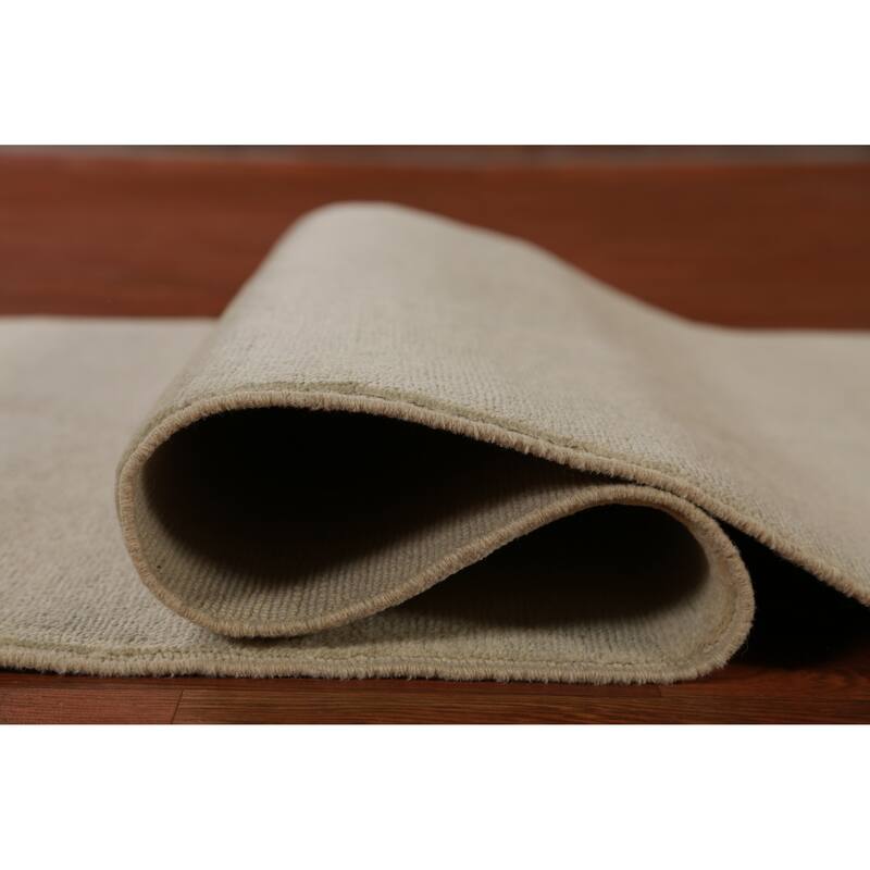 Hand Knotted Oriental 100% Wool Carpet Modern Solid Green Gabbeh Runner Rug - 10' 0'' X 3' 3''