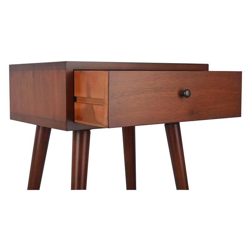 Mid Century 1-Drawer Wood Side Table