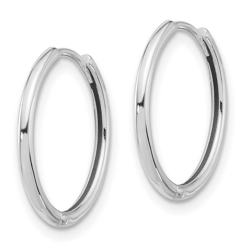 Curata 14k White Gold Polished Hinged Hoop Earrings - 15.7x18mm