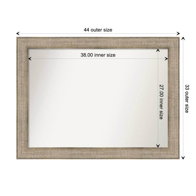 Trellis Silver Framed Non-Beveled Custom Wall Mirror, Bathroom Vanity Mirror - Outer Size: 44 x 33