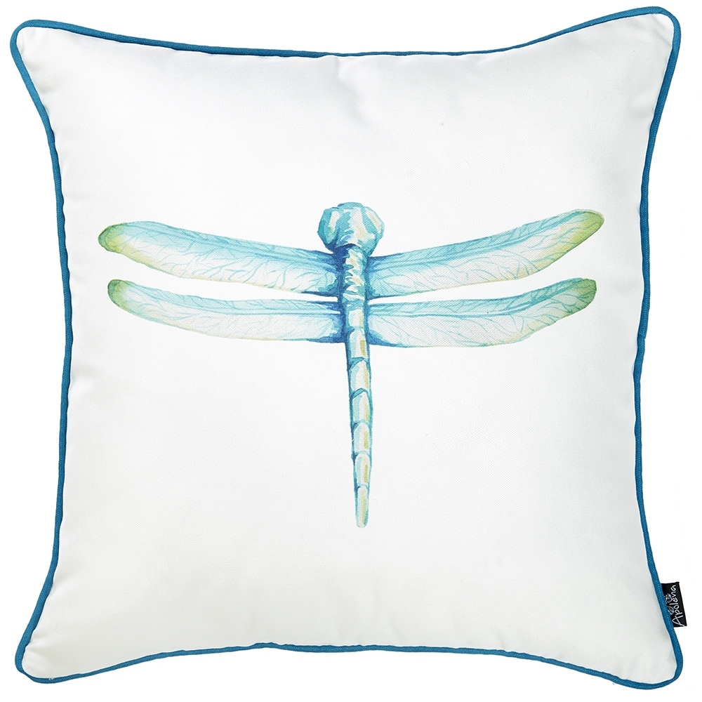 Square Aqua Blue Watercolor Dragonfly Decorative Throw Pillow Cover Square Aqua Blue Watercolor Dragonfly Decorative Throw Pillow Cover