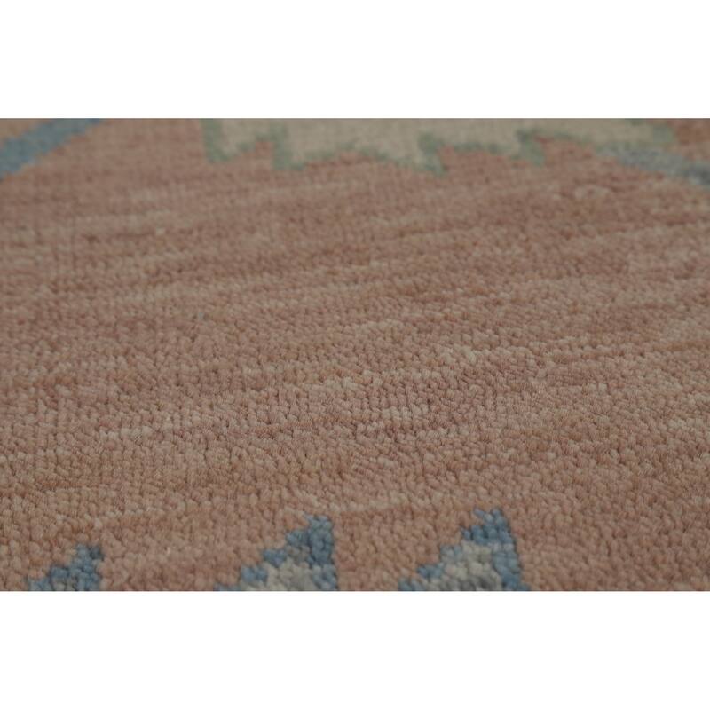Hand Knotted Oriental 100% Wool Carpet Transitional All-Over Pink Oushak Area Rug - 11' 11'' X 9' 0''