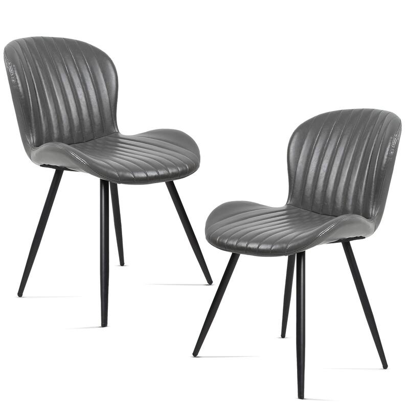 Modern Leather Upholstered Dining Chairs (Set of 2)