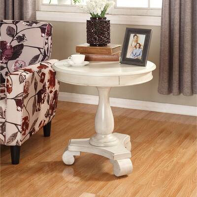 26" Traditional Wooden Side Table with Stable Base for Living Room and Bedroom