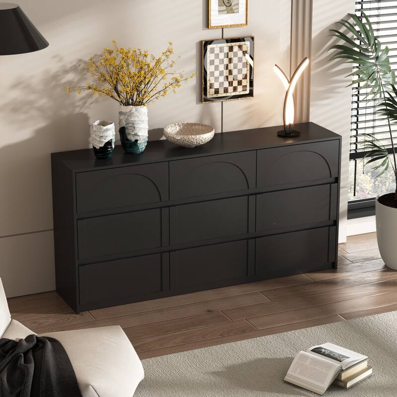 White 9-Drawer Nightstand with Modern Design and Safety Features