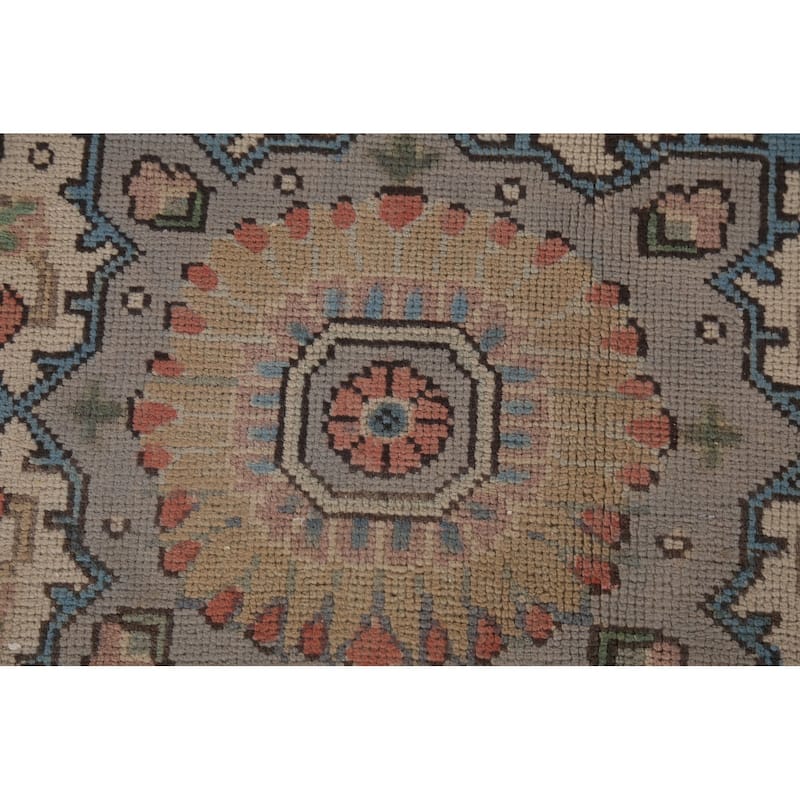 Geometric Gray Tabriz Persian Vintage Area Rug Handmade Wool Carpet - 9'10"x 12'5"