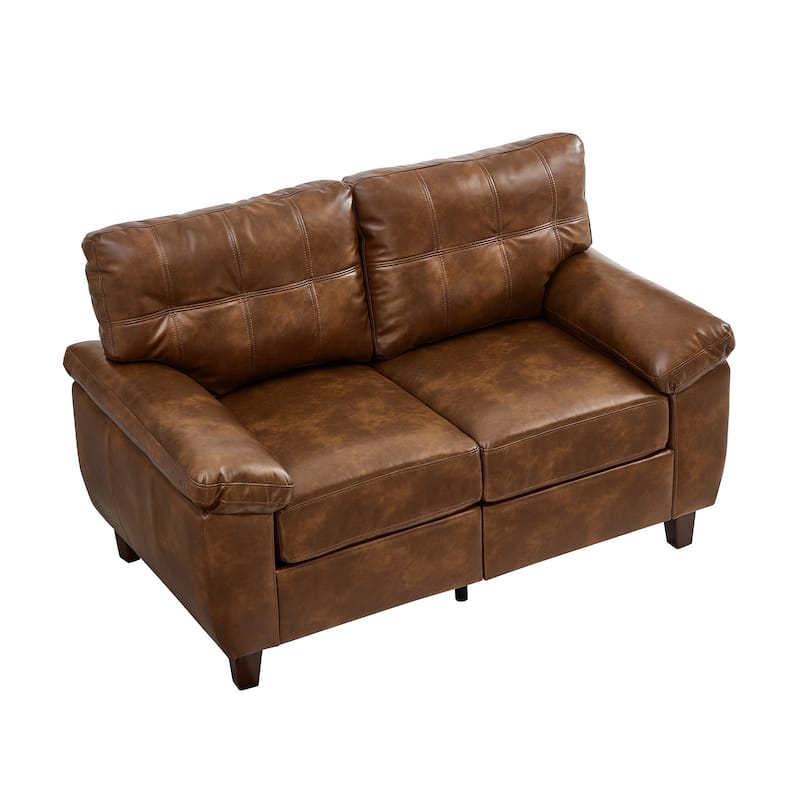 59" Loveseat Modern Design Faux Leather Couch,Storage,Big Armrest Sofa,Upholstered Breathable PU Leather Sofa
