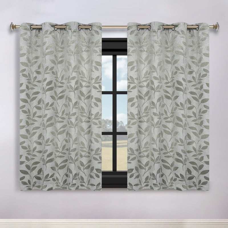 Superior Modern Bohemian Leaves Room Darkening Curtains with Grommets