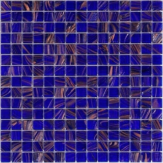 Celestial 12 in. x 12 in. Glossy Royal Blue and Gold Glass Mosaic Wall ...
