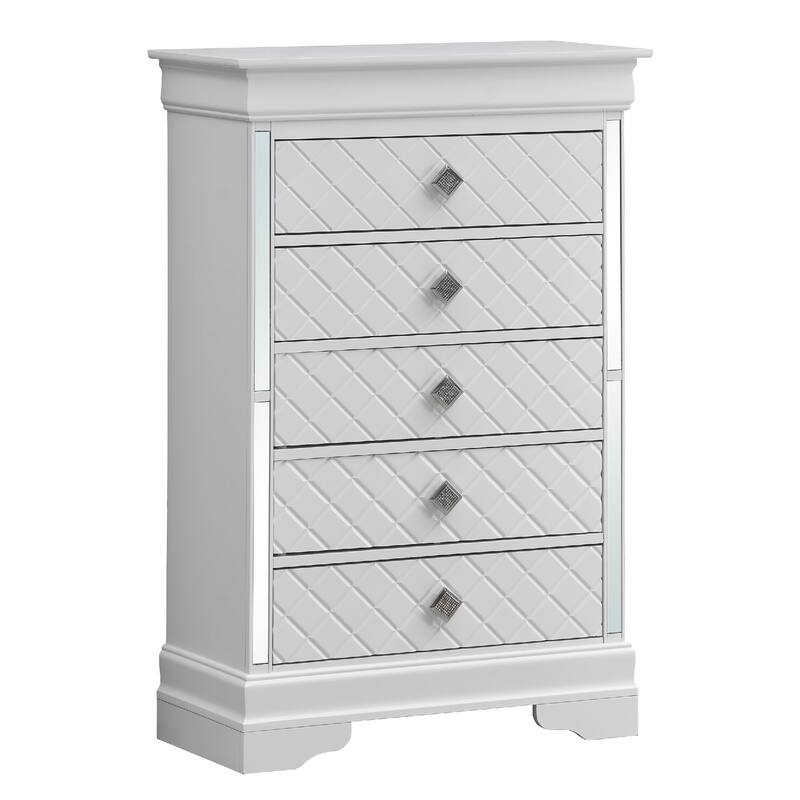 Wooden 5-Drawer Bedroom Chest - 48" - Silver