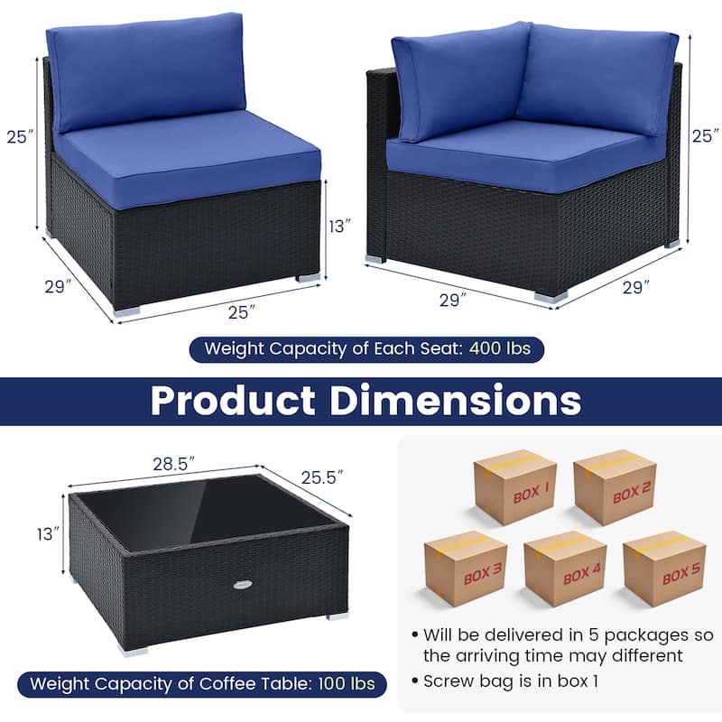 Costway 10 PCS Patio Rattan Furniture Set Outdoor Wicker Sofa Table - See Details