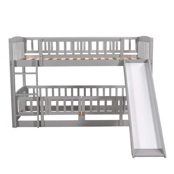 slide 2 of 72, Kids Low Bunk Beds with Slide, Bed Ladders & Safety Guard Rails
