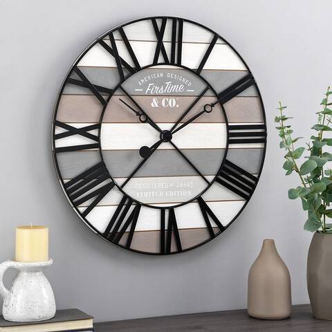 FirsTime & Co. Maritime Farmhouse Planks Wall Clock, Iron, 24 x 2 x 24 in, American Designed