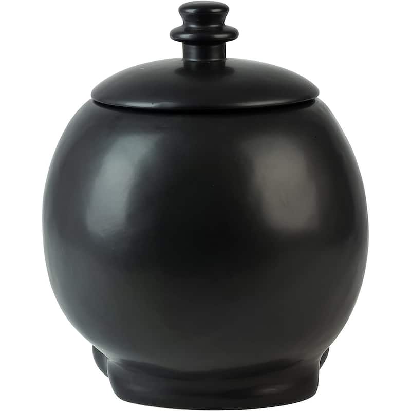 Matte Black Ceramic Skull Cookie Jar
