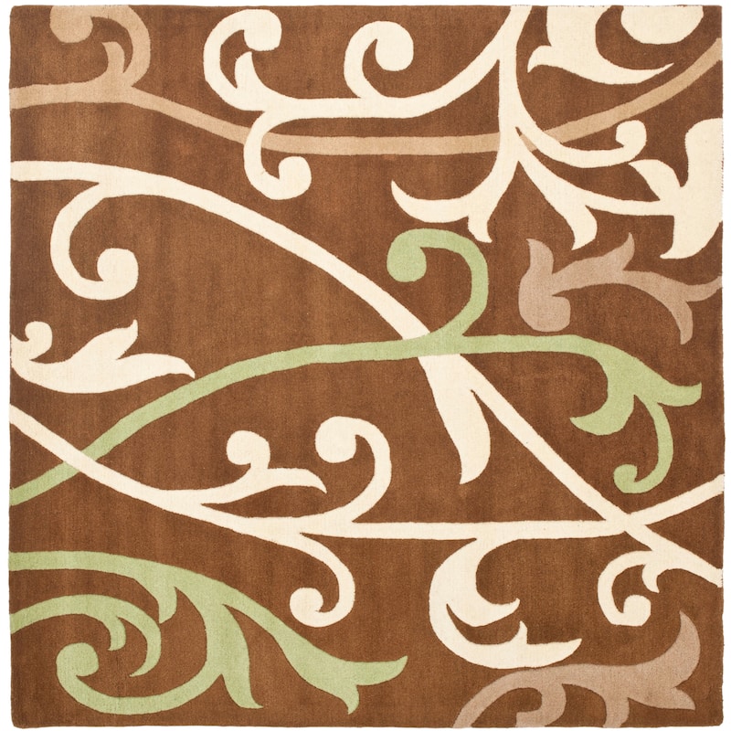 SAFAVIEH Handmade Soho Lakendra N.Z. Wool Rug - 6' Square - Brown/Multi