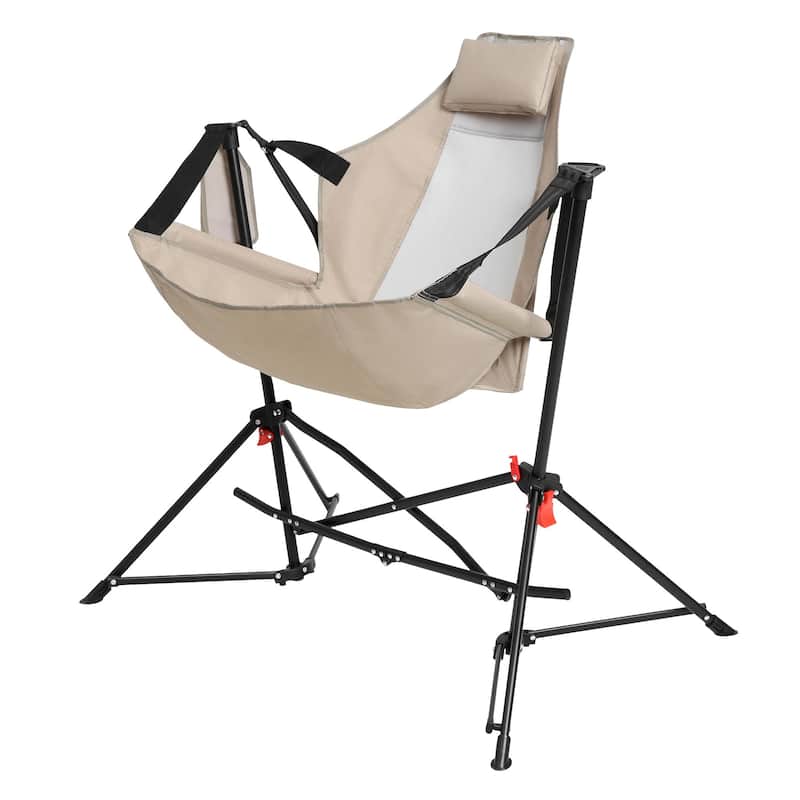 Steel Frame Hammock Camping Chair (2-Pack) with Adjustable Recliner with Pillow and Cup Holder, 250lb Capacity