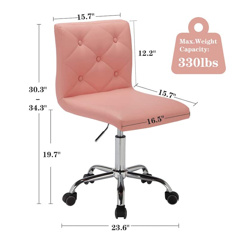 Javlergo Armless Office Desk Chair PU Leather Mid-Back Adjustable Height 360° Rolling Swivel 10 Colors Available Office Chair