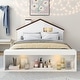 preview thumbnail 1 of 14, Full Size House Platform Bed with LED Lights and Storage White