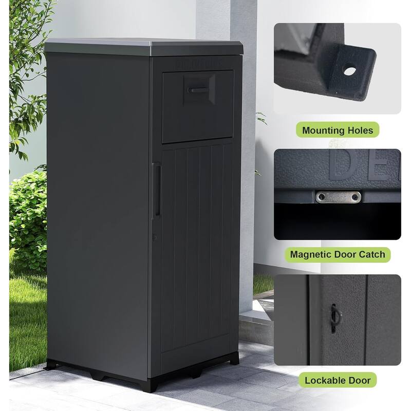 Package Delivery Box, Large Parcel Drop Box with Lockable Secure, Waterproof Resin Storage Anti-Theft Outdoor Package Delivery