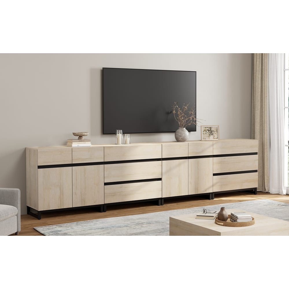 Modern TV Stand for TVs up to 120 Inches, 4-in-1 Media Console with Adjustable Shelves and 6 Drawers, TV Cabine