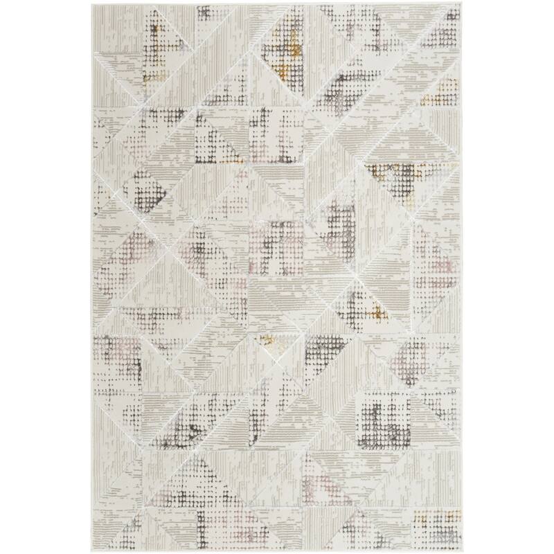 Power Loomed Geometric Modern Non Skid Stain Resistant Area Rug - 87' X '63' X '0.39
