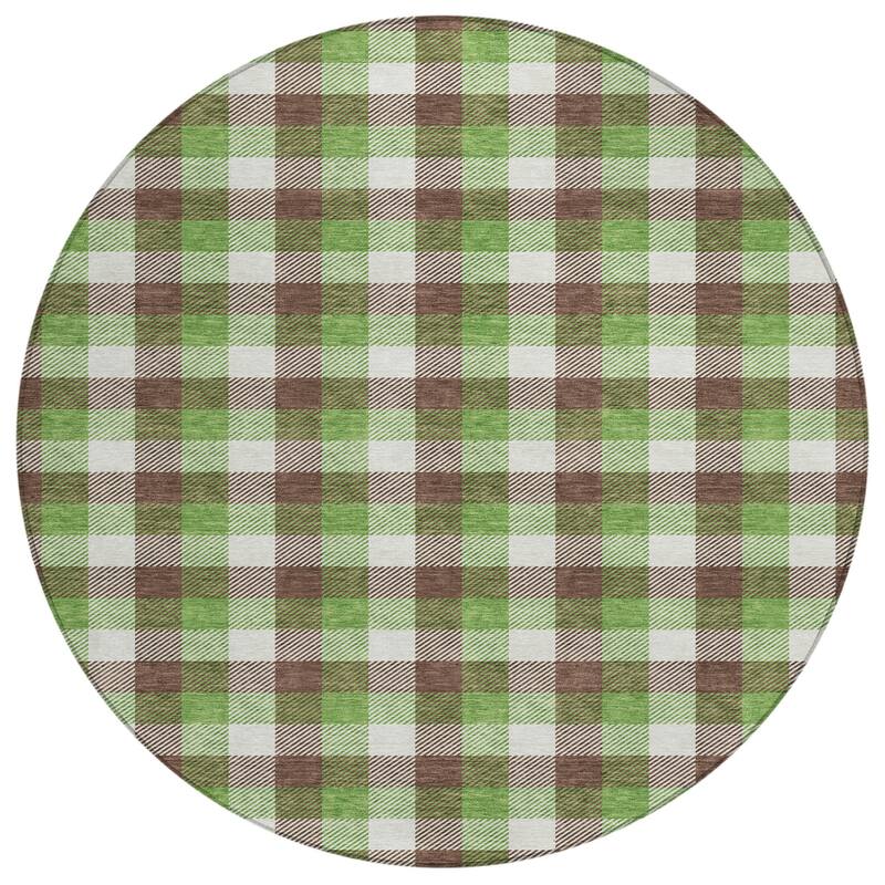 HomeRoots Plaid Transitional Rectangle Outdoor Rug