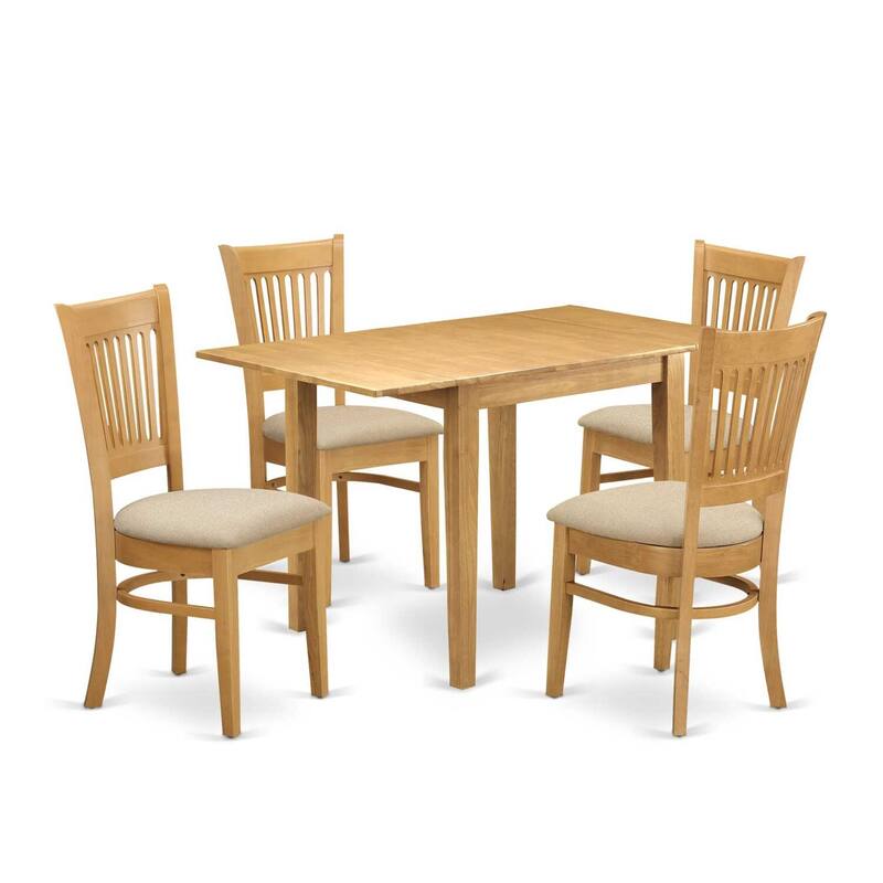 5-Piece Natural Oak Finish Solid Wood Top - Dining Room Set - Seats 4