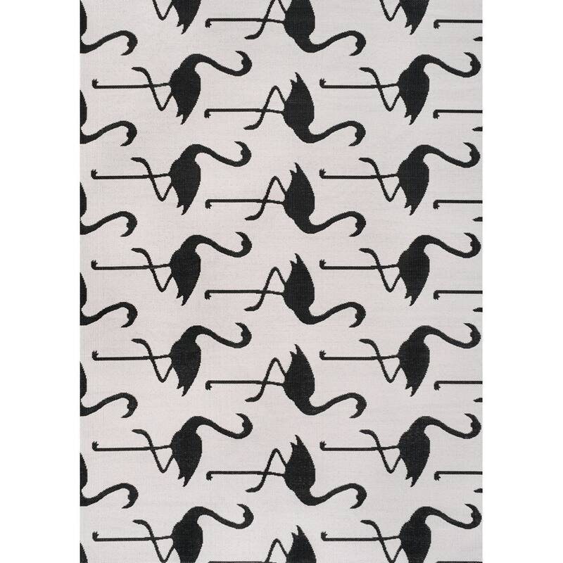 JONATHAN Y Liana Casual Coastal Flamingos Two-Tone Indoor/Outdoor Area Rug