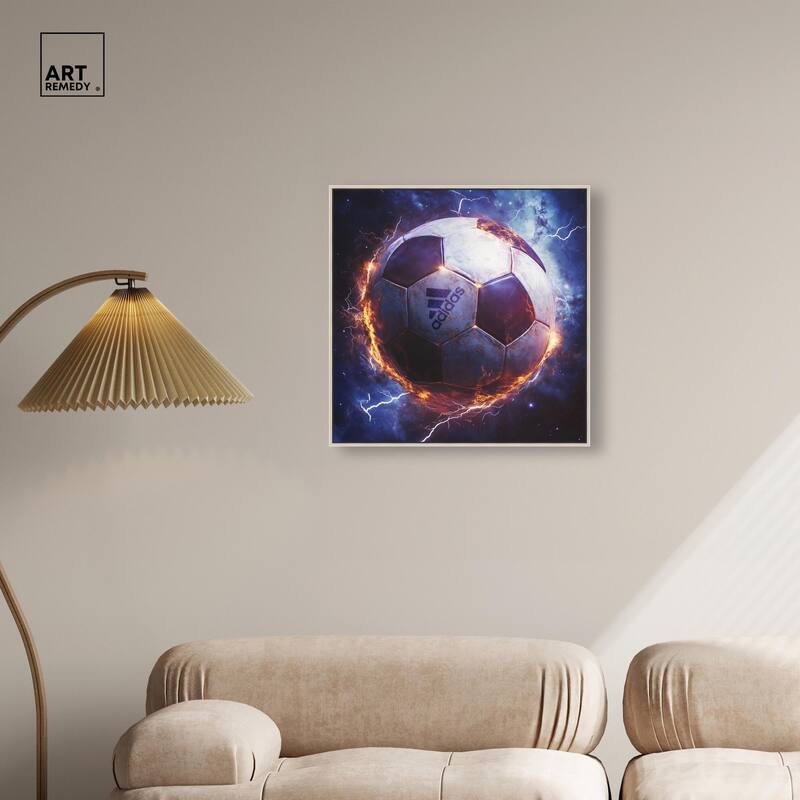 Electrify Soccer Ball Canvas by Art Remedy