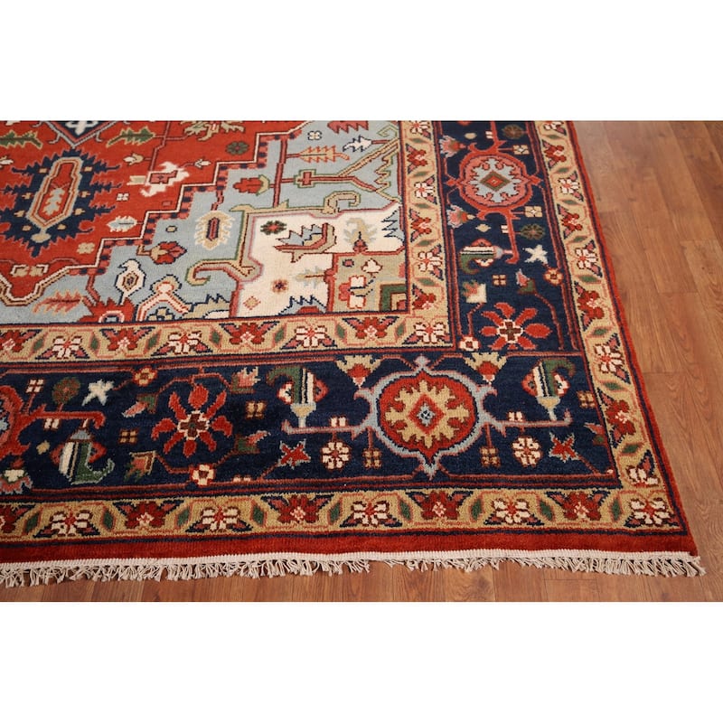 Heriz Serapi Indian Area Rug Hand-Knotted Wool Carpet - 8'6" x 11'10"