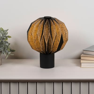 Quincy 11" Modern Minimalist Paper Pleated Orb Accent LED Table Lamp