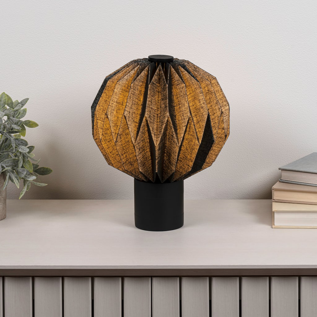 Quincy 11" Modern Minimalist Paper Pleated Orb Accent LED Table Lamp