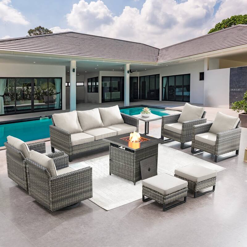 Gymojoy Outdoor Fire Pit Conversation Set, Patio Furniture with Cushions