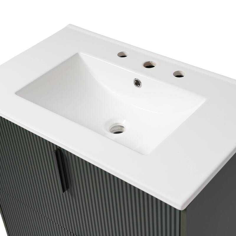 30" Bathroom Vanity with Ceramic Sink - Cabinet with Full-Extension Drawers
