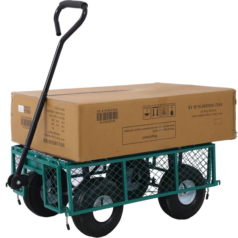 Steel Garden Cart Tools Cart with Removable Sides, 550 lb Capacity - 34" W x 18" D x 22" H