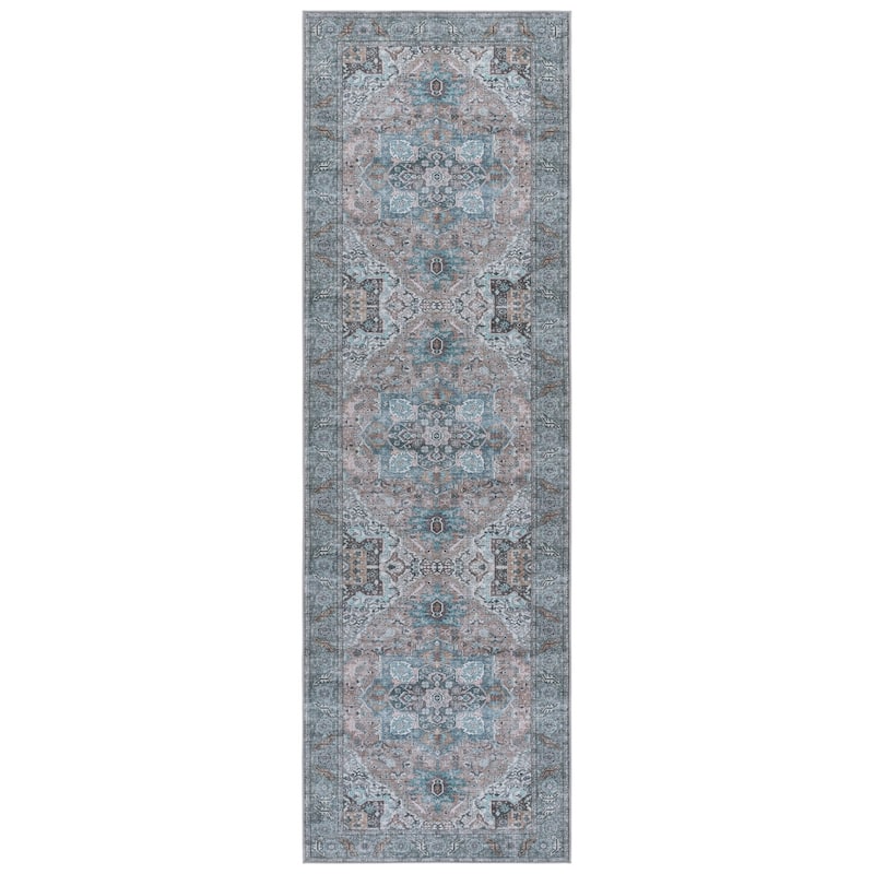 SAFAVIEH Tucson Vili Machine Washable & Slip Resistant Rug - 2'6" x 8' Runner - Copper/Green
