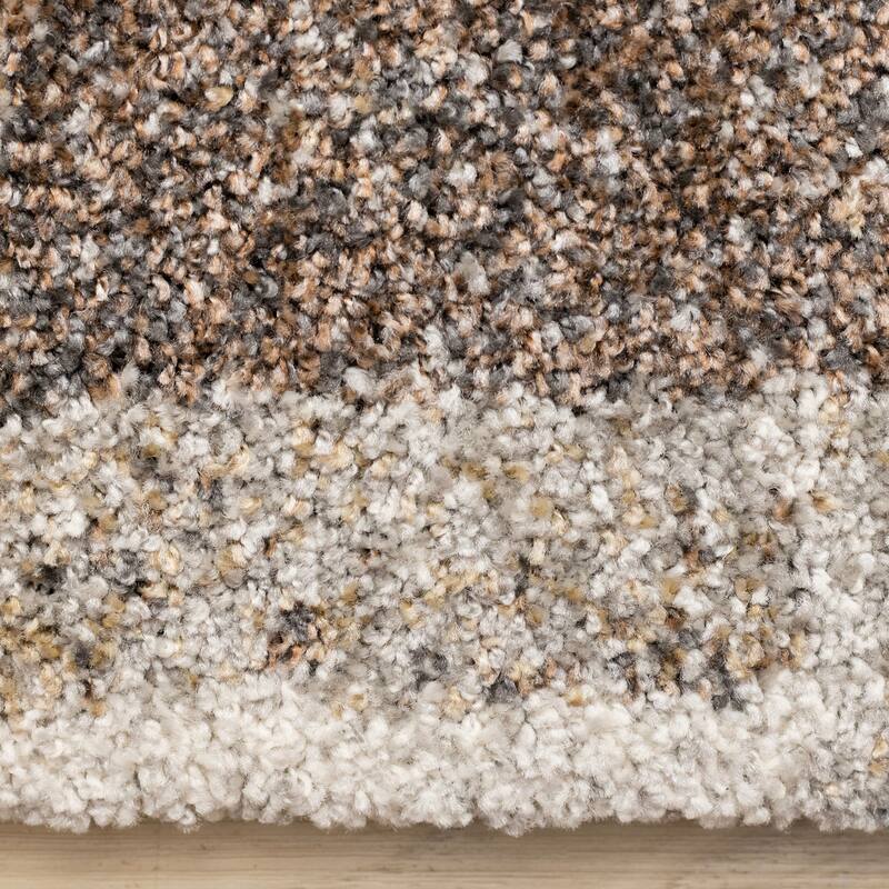 Orange Brown Cream Grey Dense Shag Rug