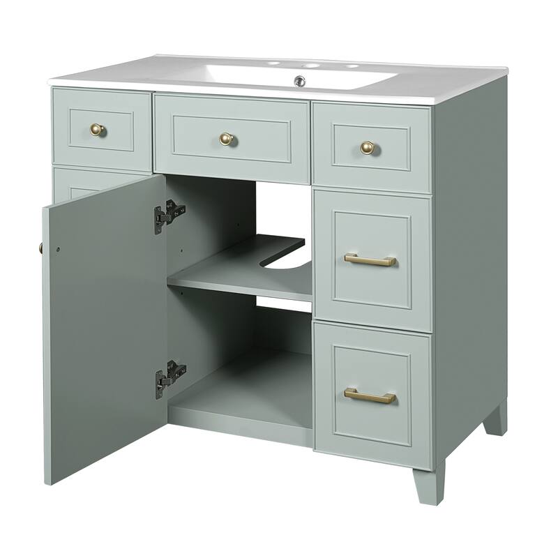 Bathroom Vanity with Sink, Bathroom Cabinet with Adjustable Shelf, Bathroom Storage Cabinet with 3 Drawers and 1 Door