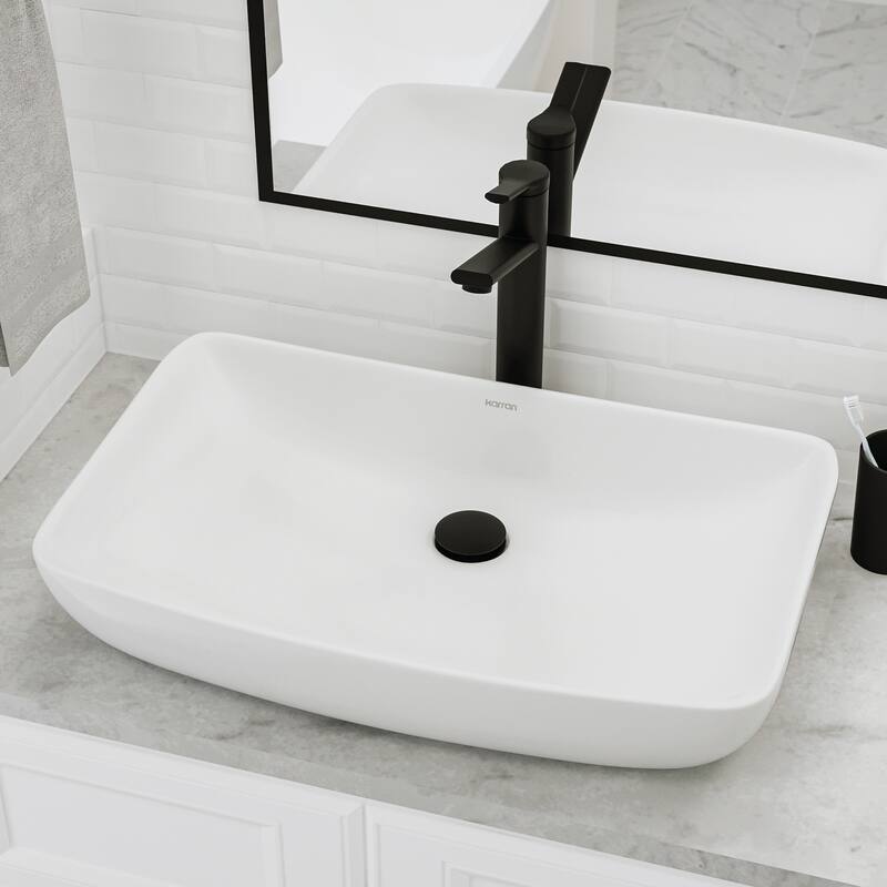 Karran Valera 24" Vitreous China Vessel Bathroom Sink in White
