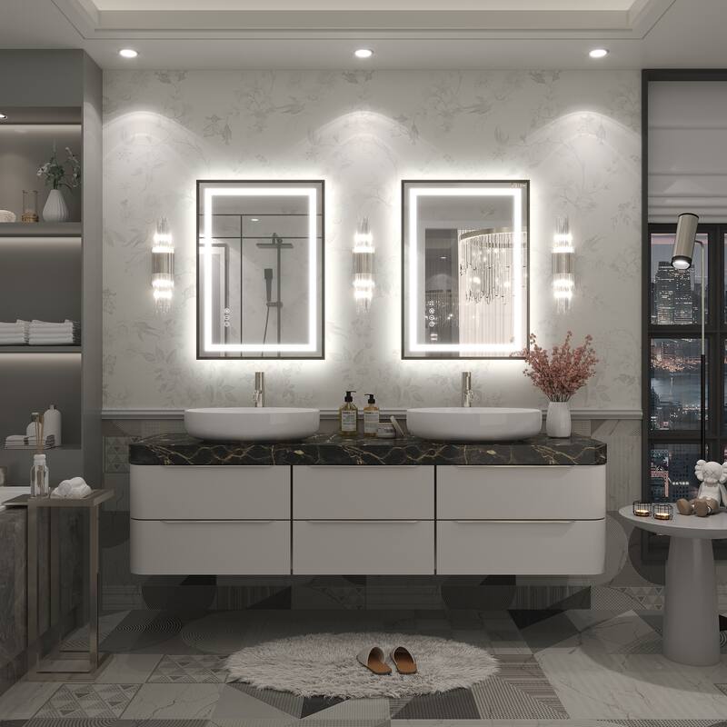 KIOTEE 24V Ultra-Bright LED Bathroom Mirror, Anti-Fog, Tempered Glass