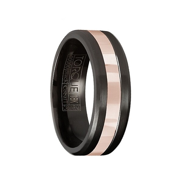 Mens Black Wedding Band With Rose Gold Pictures