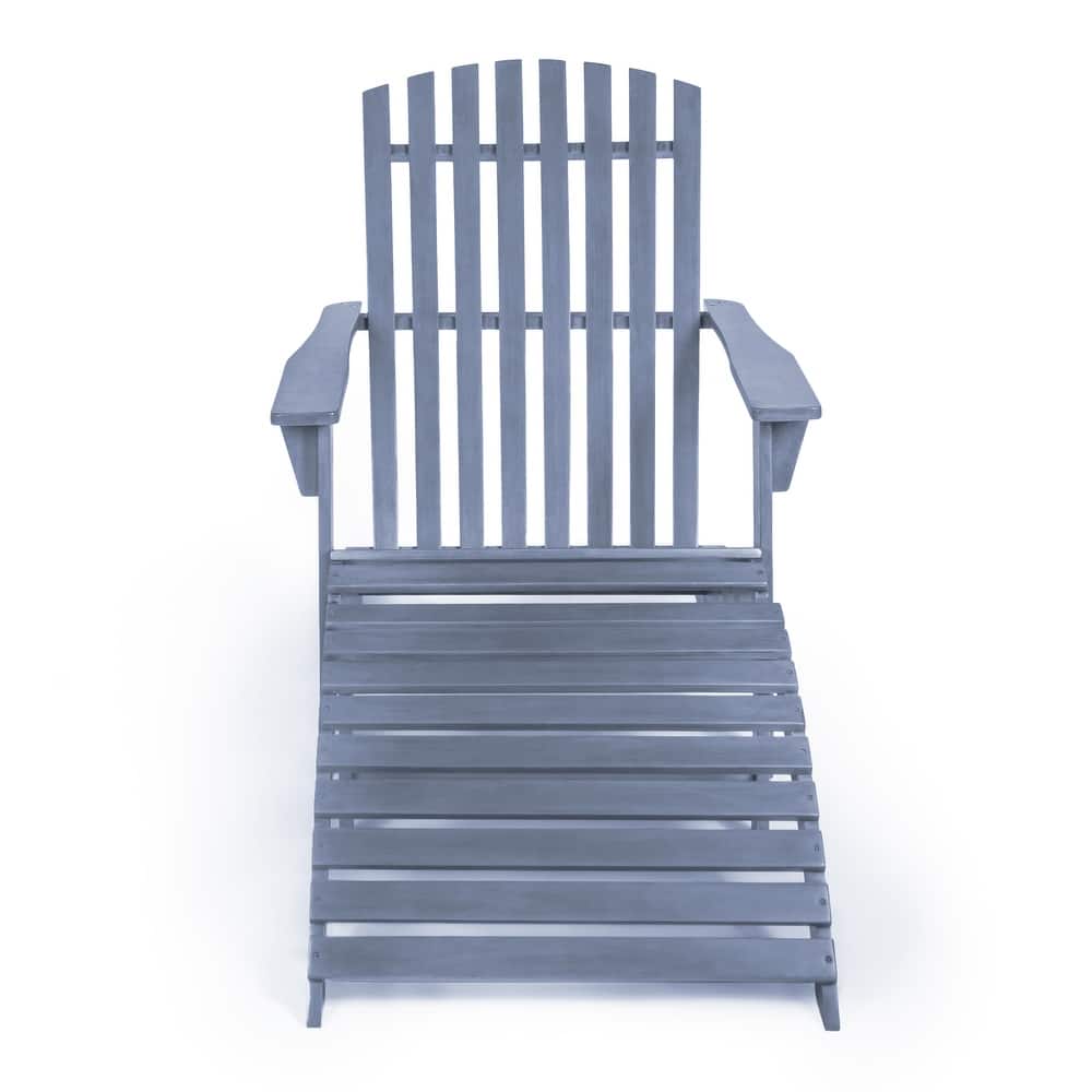 Shoreham 2-Piece Traditional Rustic Acacia Wood Adirondack Chair with Detachable Ottoman, by JONATHAN Y