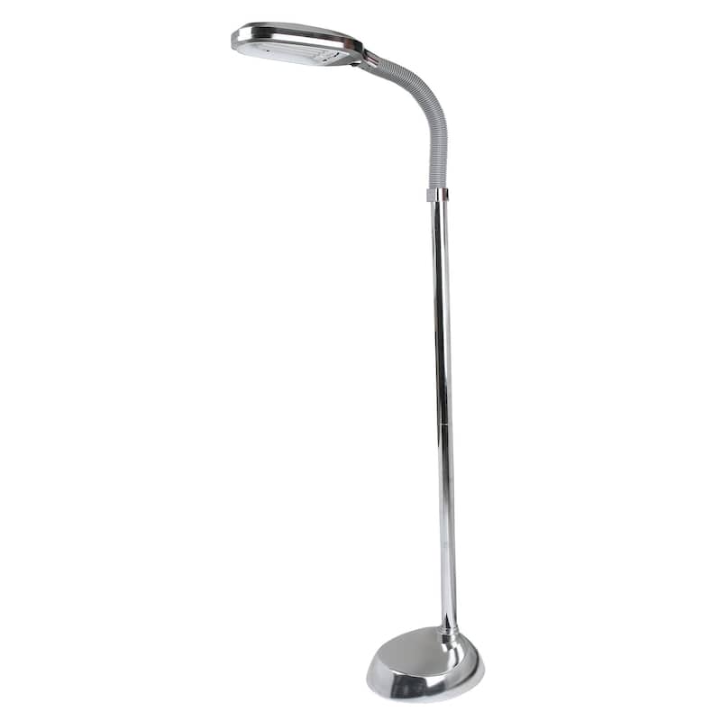 Adjustable Natural Daylight Floor Lamp with Bendable Neck - Silver